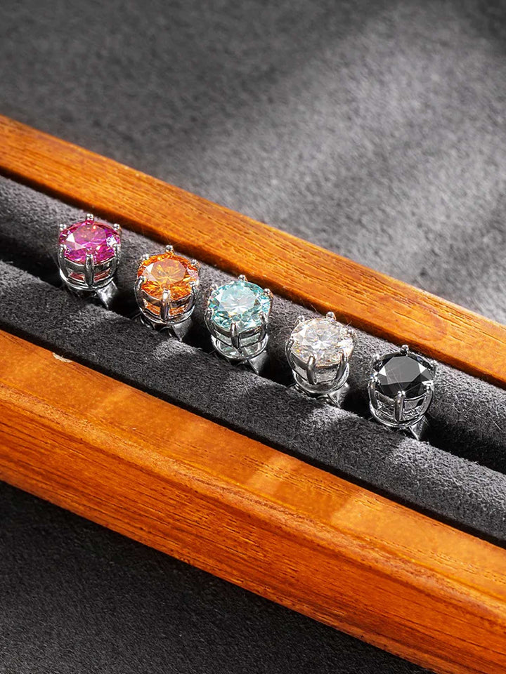 Certified Black Moissanite Stud Earrings-2.00CT Total