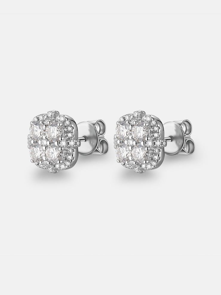 Moissanite Round Cut Cluster Earrings