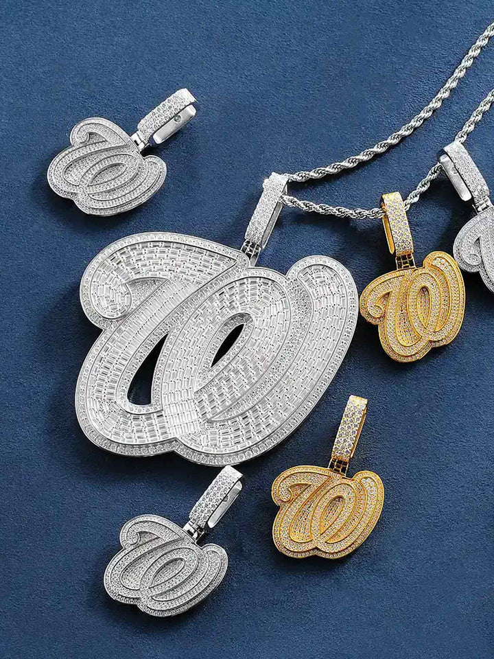 Custom W Initial Moissanite Pendant