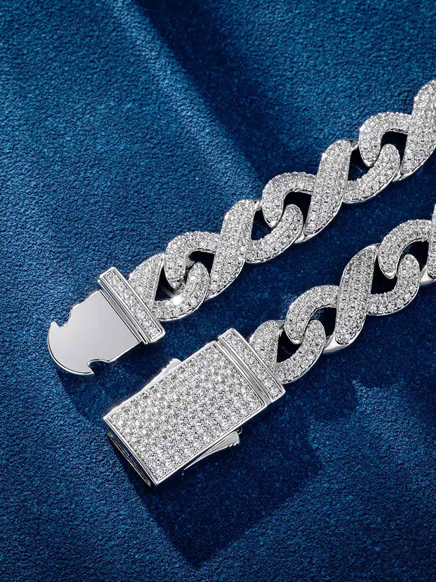 10mm S925 Moissanite Infinity Link Bracelet