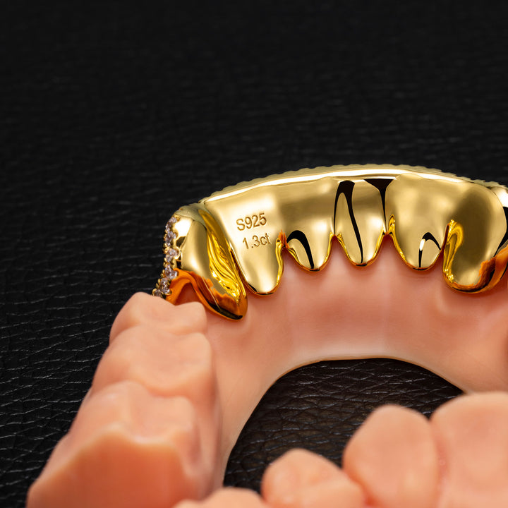 Top 3 Open Face With Bottom Fang Diamond Grillz