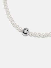 S925 Moissanite Double Sided Smiley & Sad Face Pearl Chain