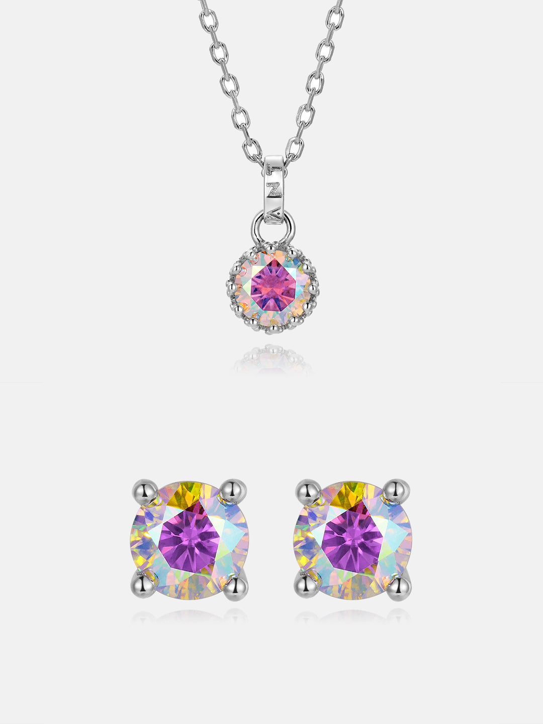 $139 Rainbow Moissanite Necklace + Earrings Set