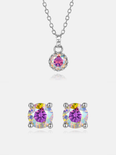 $139 Rainbow Moissanite Necklace + Earrings Set