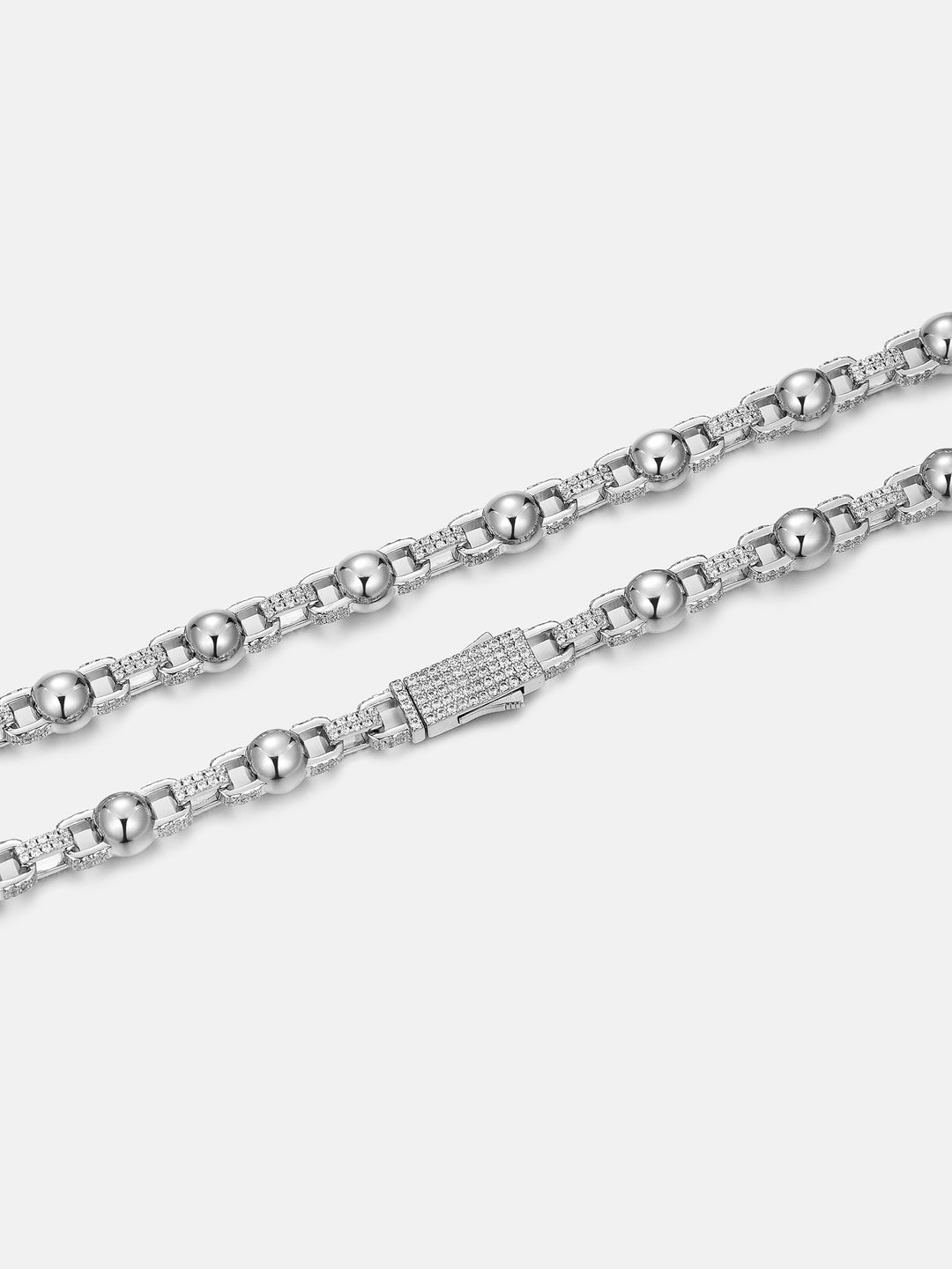 7mm Plain Round Ball Moissanite Rolo Chain Or Bracelet