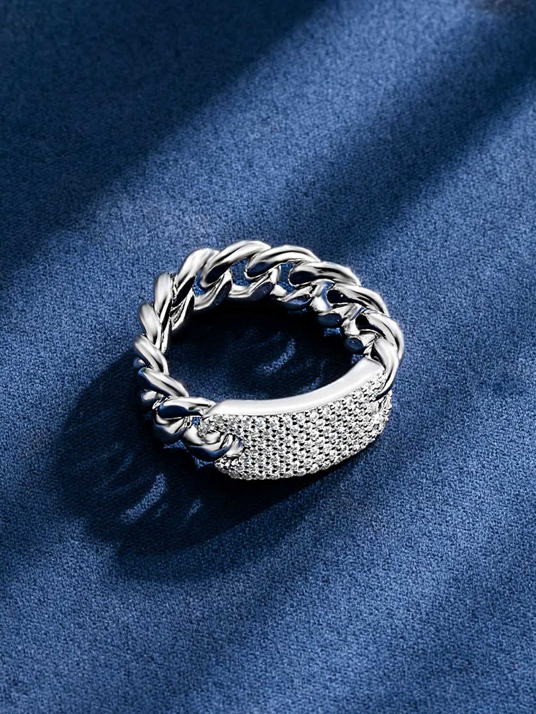 8mm Miami Link Moissanite ring