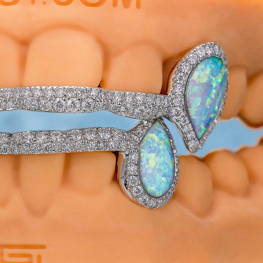 Iced 6 Teeth Connecting Bridge Opal Grillz Bar