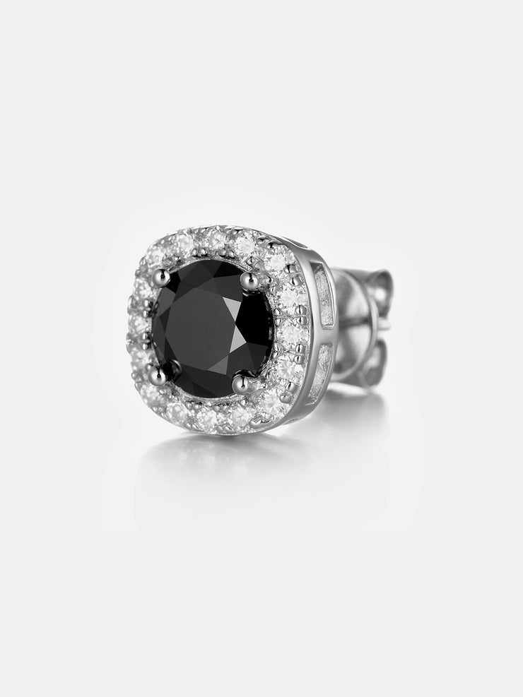 Black Moissanite Square Stud Earrings - 3.4 Carat Total