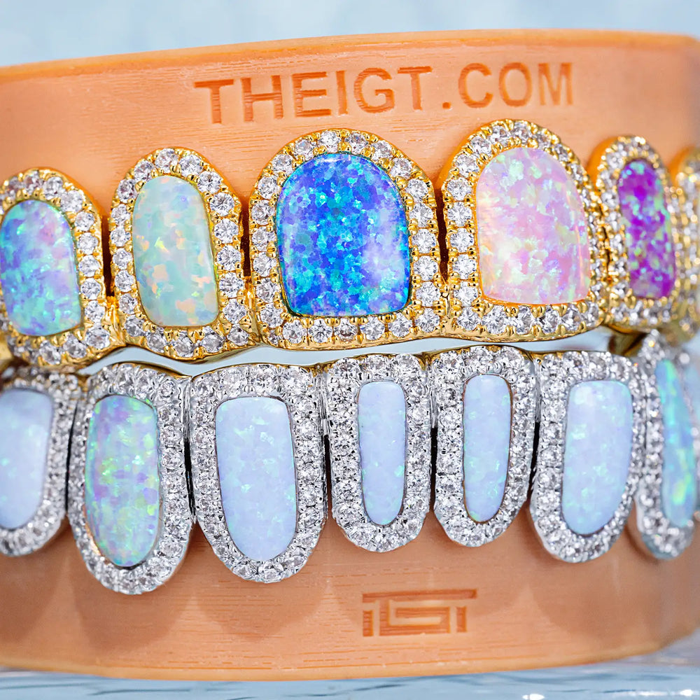 Pave Setting Multi-Colored Opal Diamond Grillz