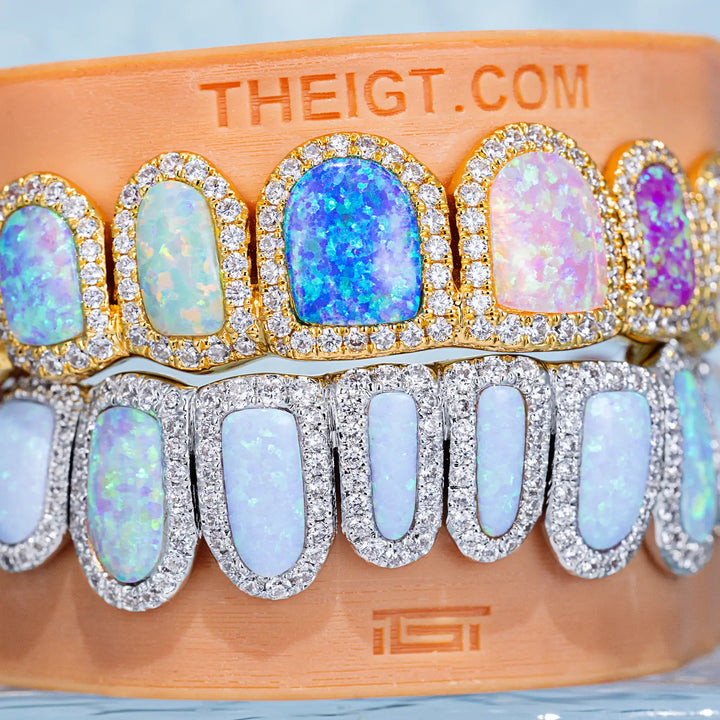Pave Setting Multi-Colored Opal Diamond Grillz