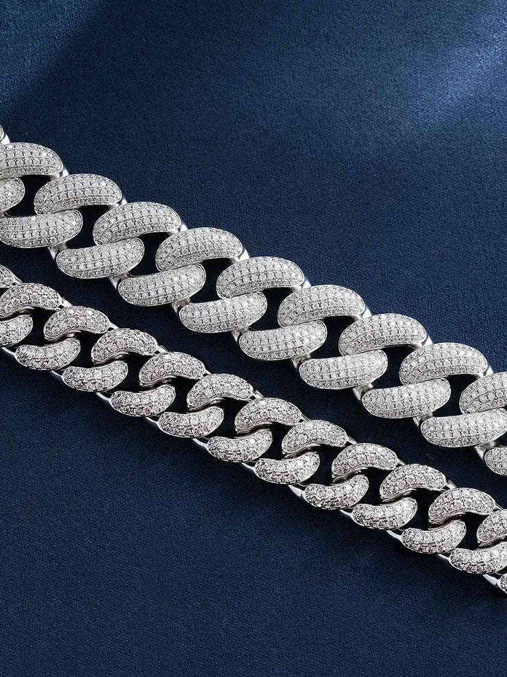 15mm Four Row Moissanite Cuban Link