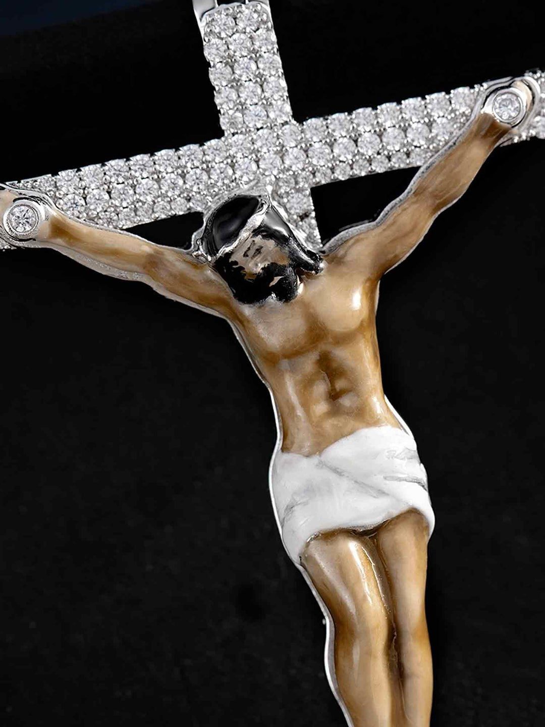Moissanite Enamel Jesus Cross Pendants