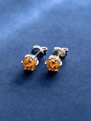 Certified Yellow Moissanite Stud Earrings-2.00CT Total