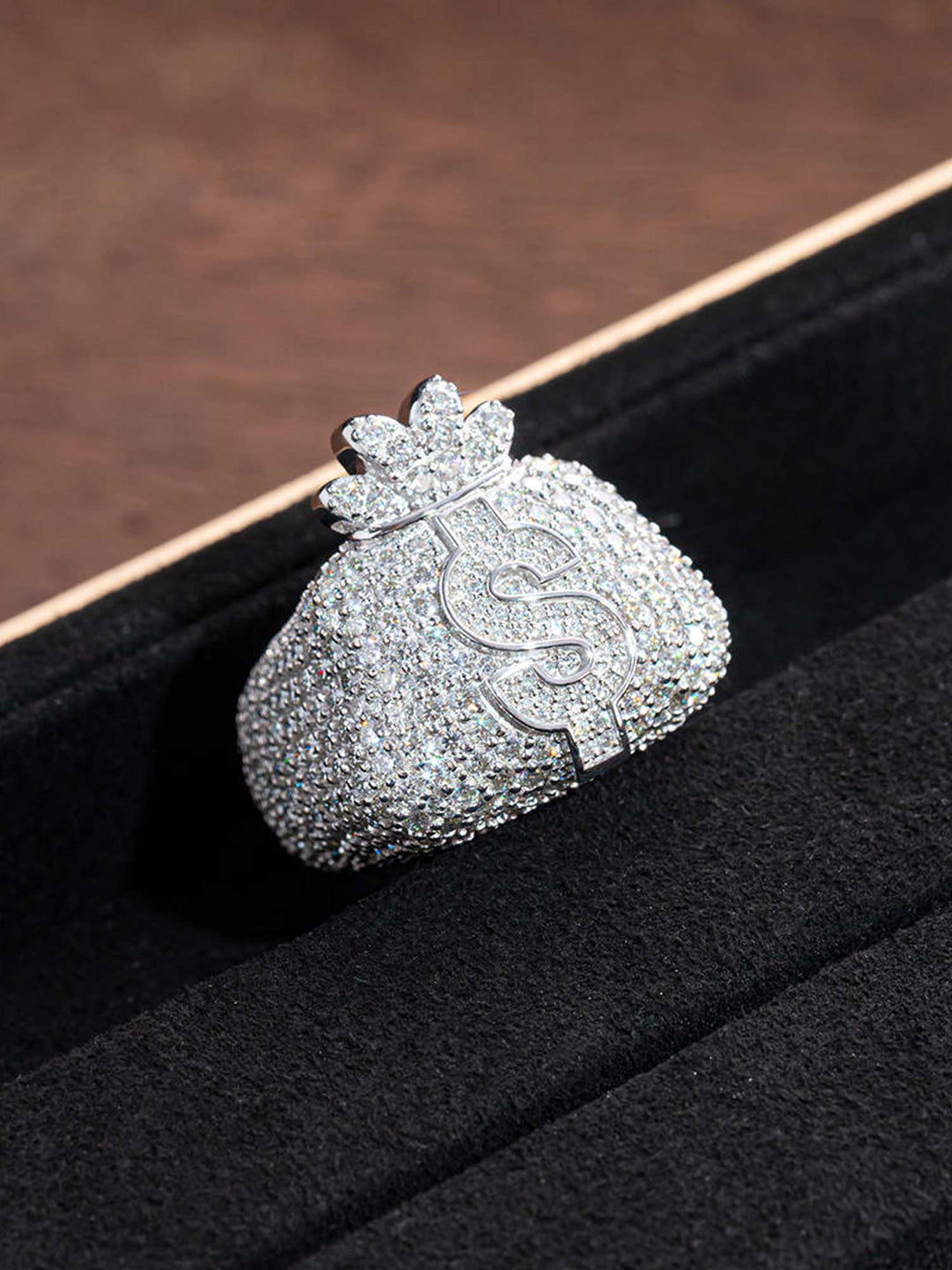 Moissanite Iced Money Bag Ring