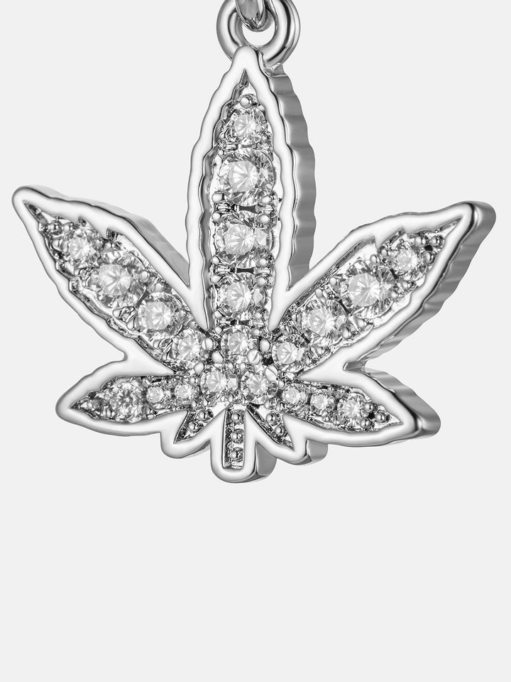 Cannabis Leaf Dangle Moissanite Stud Earrings