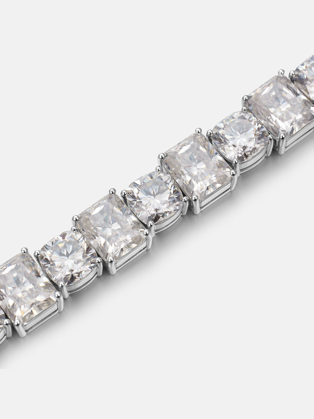 11MM Round & Baguette Moissanite Tennis Bracelet Or Chain