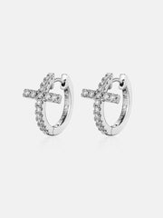 Moissanite Cross Hoop Errings