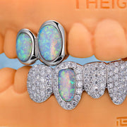 Custom Fully Iced Opal Moissanite Diamond Grillz