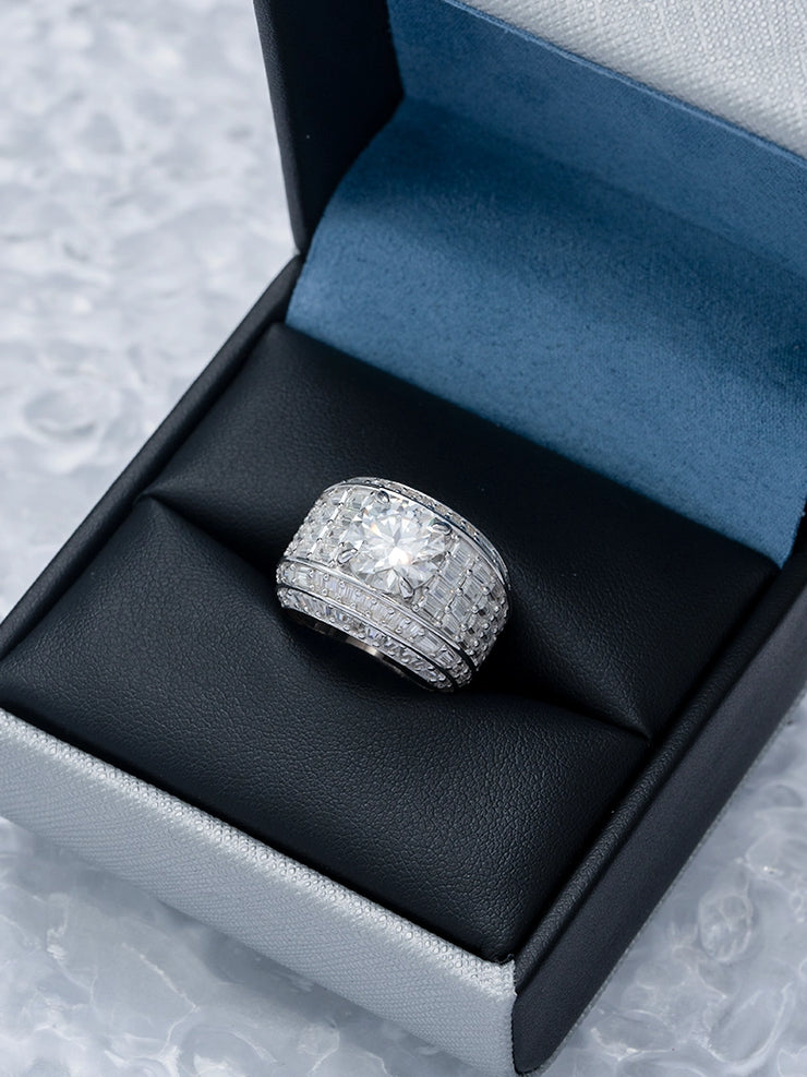 Custom 4CT Moissanite & Baguette Cut Ring