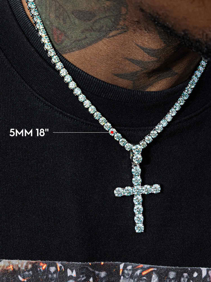 13CT Blue Moissanite Cross Pendant