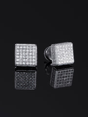 Pack White / Yellow Gold  Pave Square Earrings