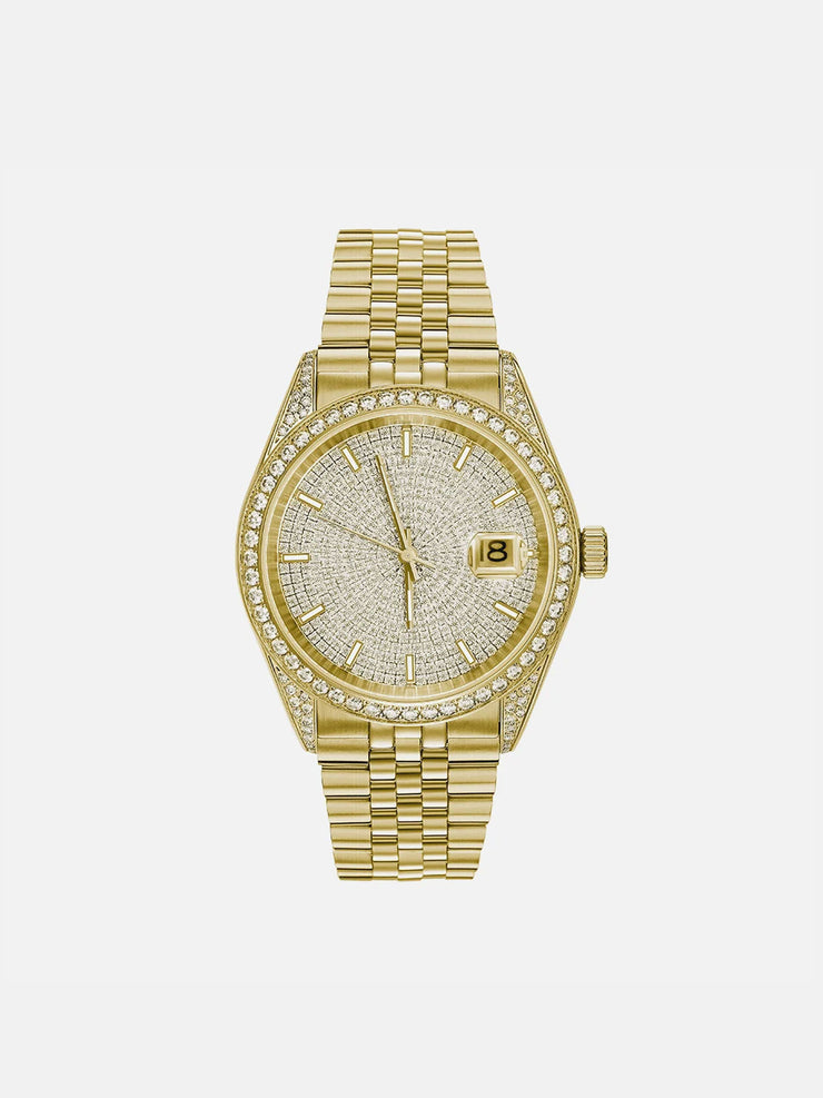 Iced Out Round Cut Moissanite Watch