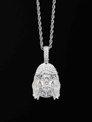 925 Sterling Silver Moissanite Jesus Pendant 3.3ct