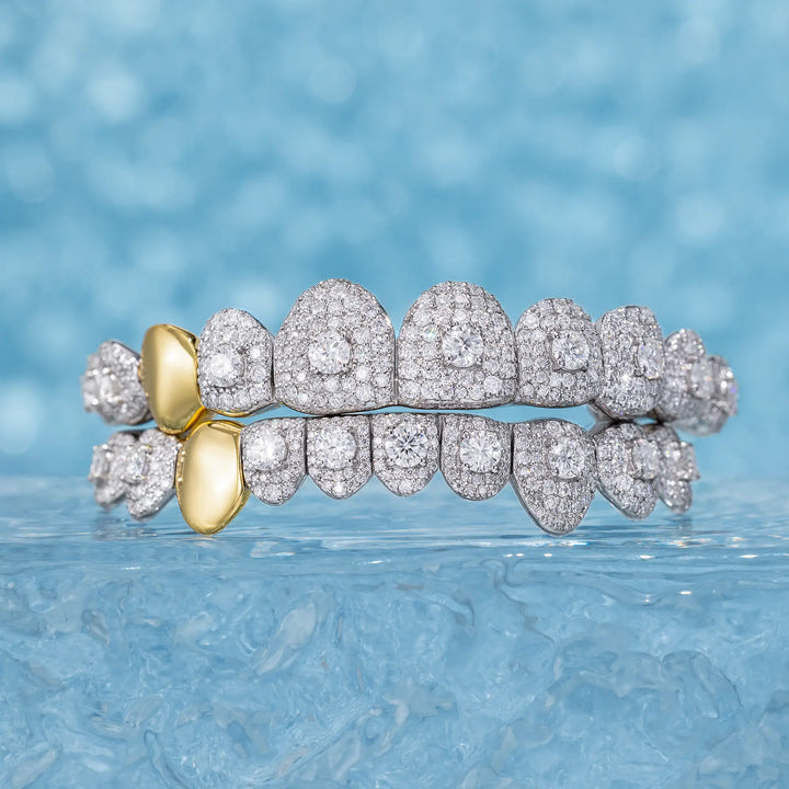 16 Pointer Stone On Center w Gold Fang Grillz