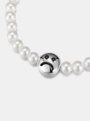 S925 Moissanite Double Sided Smiley & Sad Face Pearl Bracelet