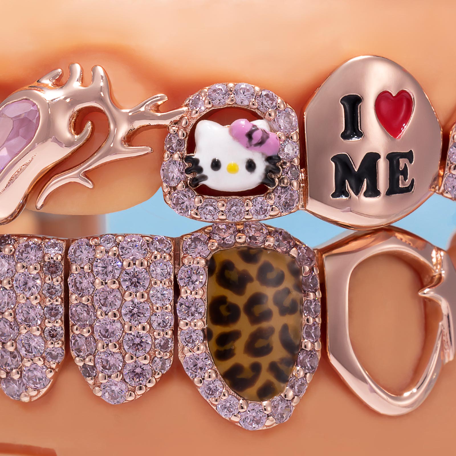 Custom Pink Heart & Sunflower Grillz | ICEGIANT