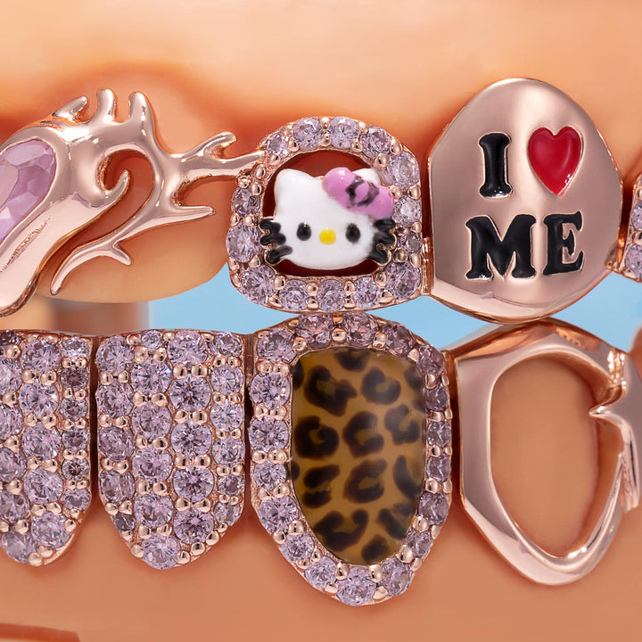 Pink Heart & Sunflower Grillz