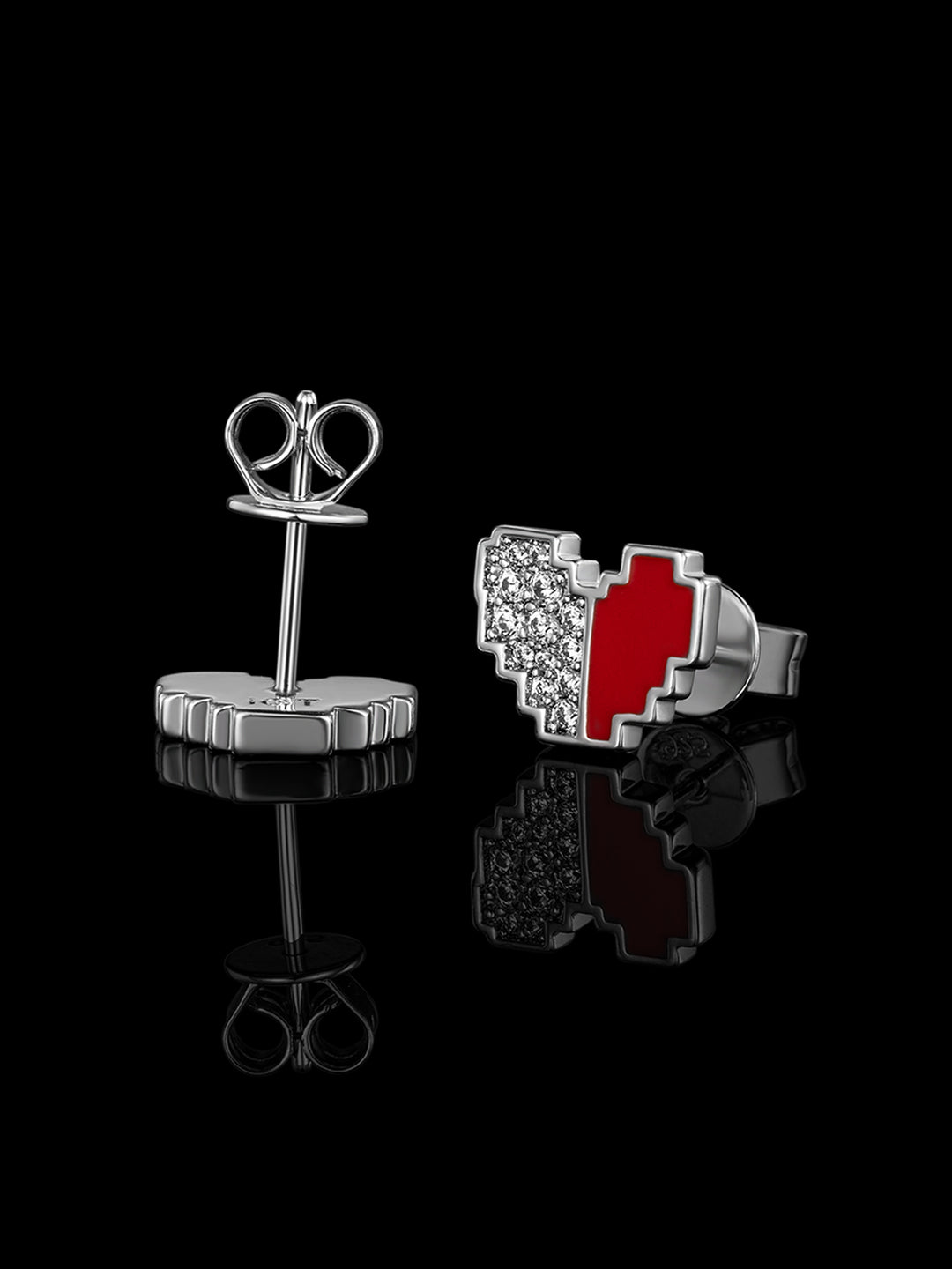 S925 Love Heart Stud Earrings