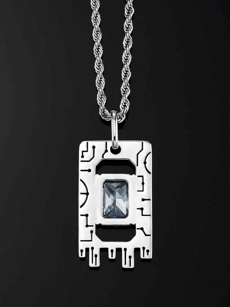 Cyberpunk Fluorescent Memory Chip Pendant