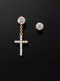 925 Sterling Silver Stud Cross Dangle Moissanite Earrings