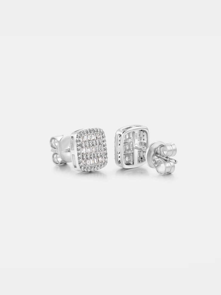 Square Pave Moissanite Stud Earrings