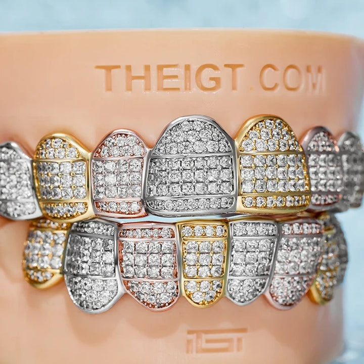 Custom Tri-Colored Diamond Grillz