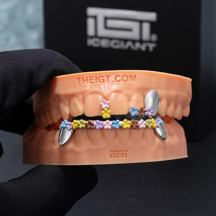 Colorful Floral Enamel Fang Grillz