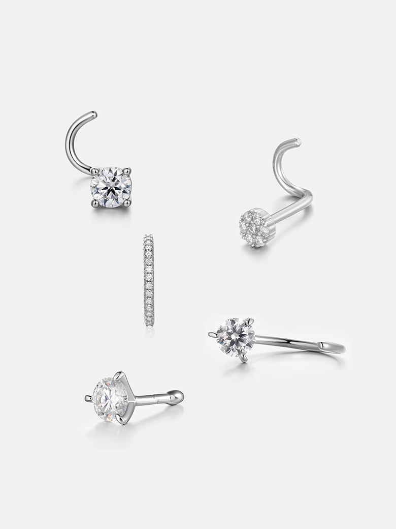 $99 Get Total 5PCS Of VVS Moissanite Nose Earrings