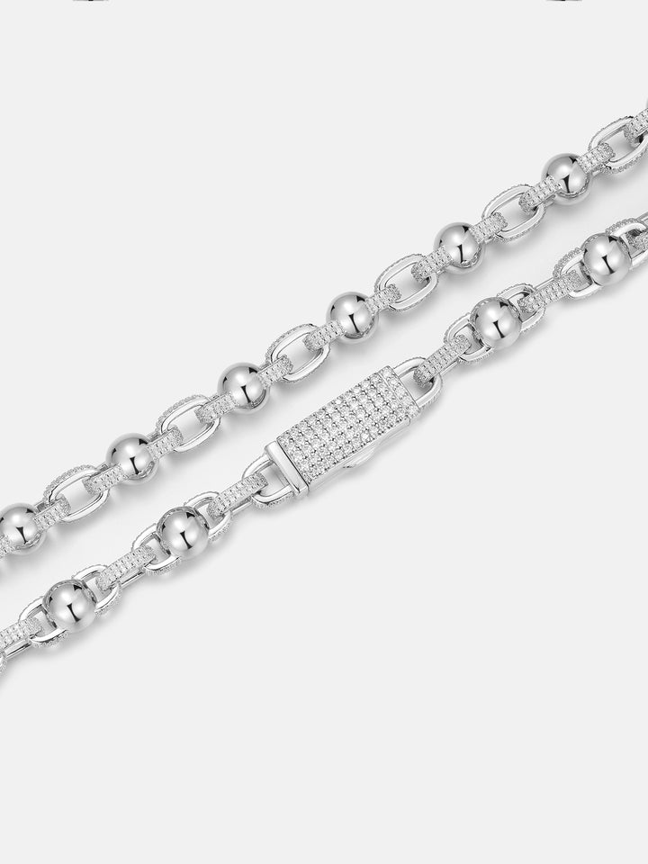 8mm Moissanite Round Ball Rolo Chain