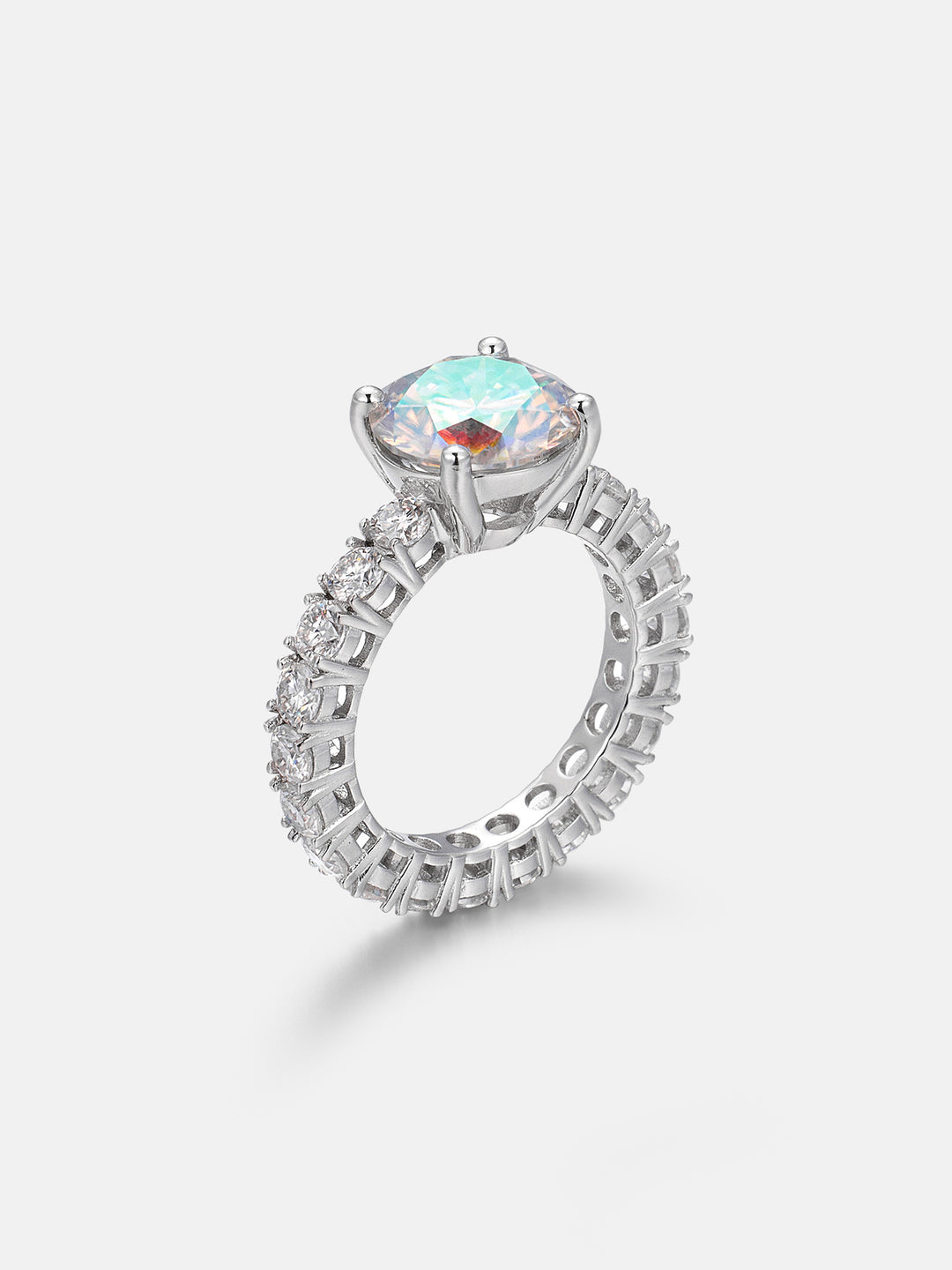 4CT Rainbow Moissanite Engagement Ring