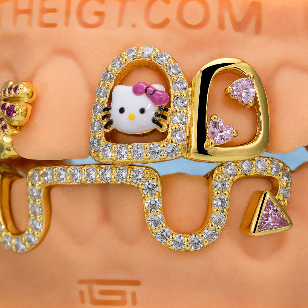 Top Opal W Bunny Tail Bar Grillz