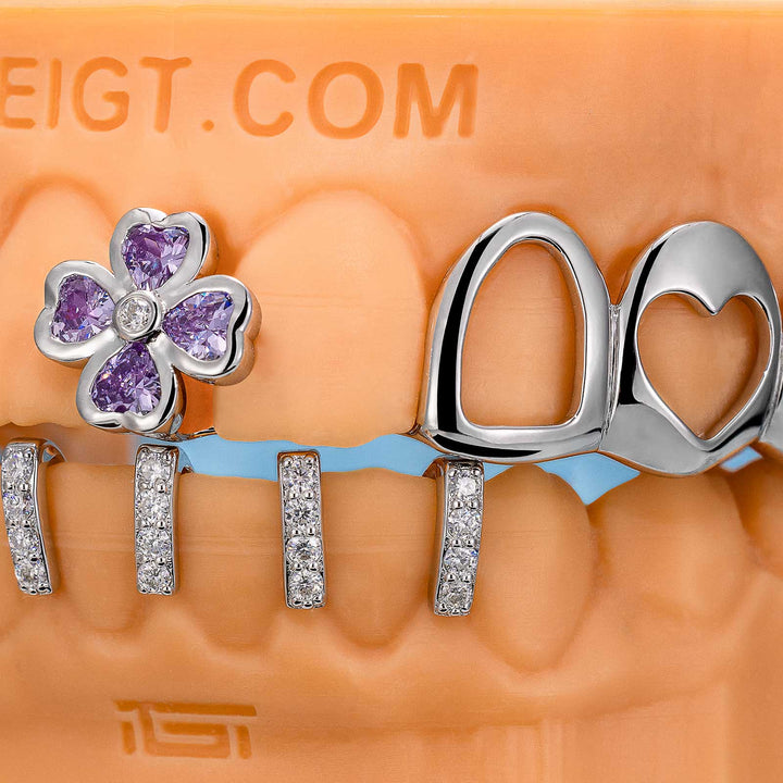 Open Face With Diamond Gap Bar Grillz