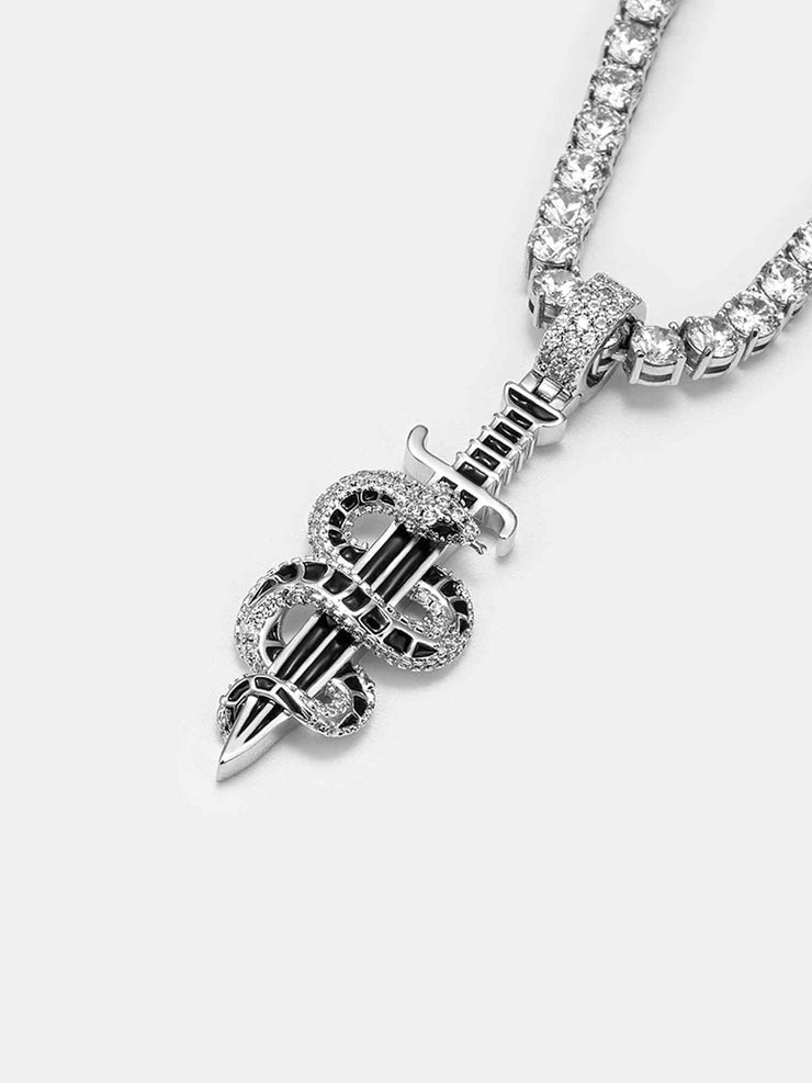 S925 Moissanite Snake & Sword Pendant