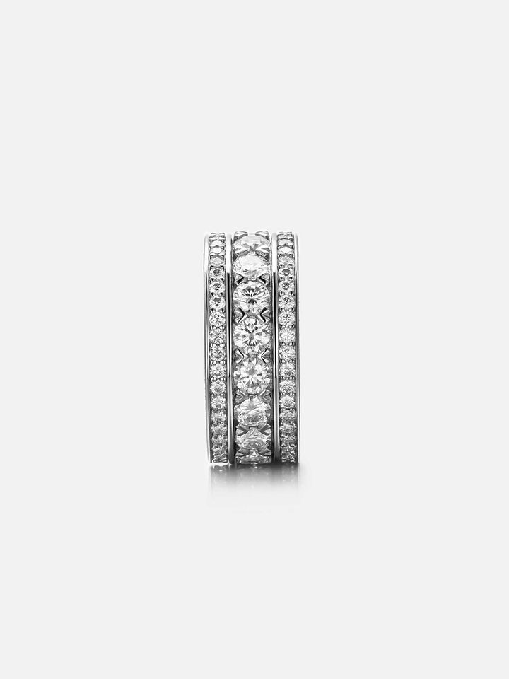 Round Cut Wide 3 Row Eternity Band Ring