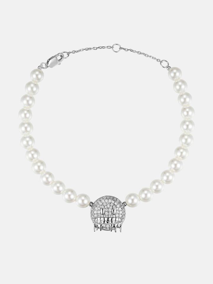 925 Sterling Silver Moissanite Emoji Pearl Bracelet