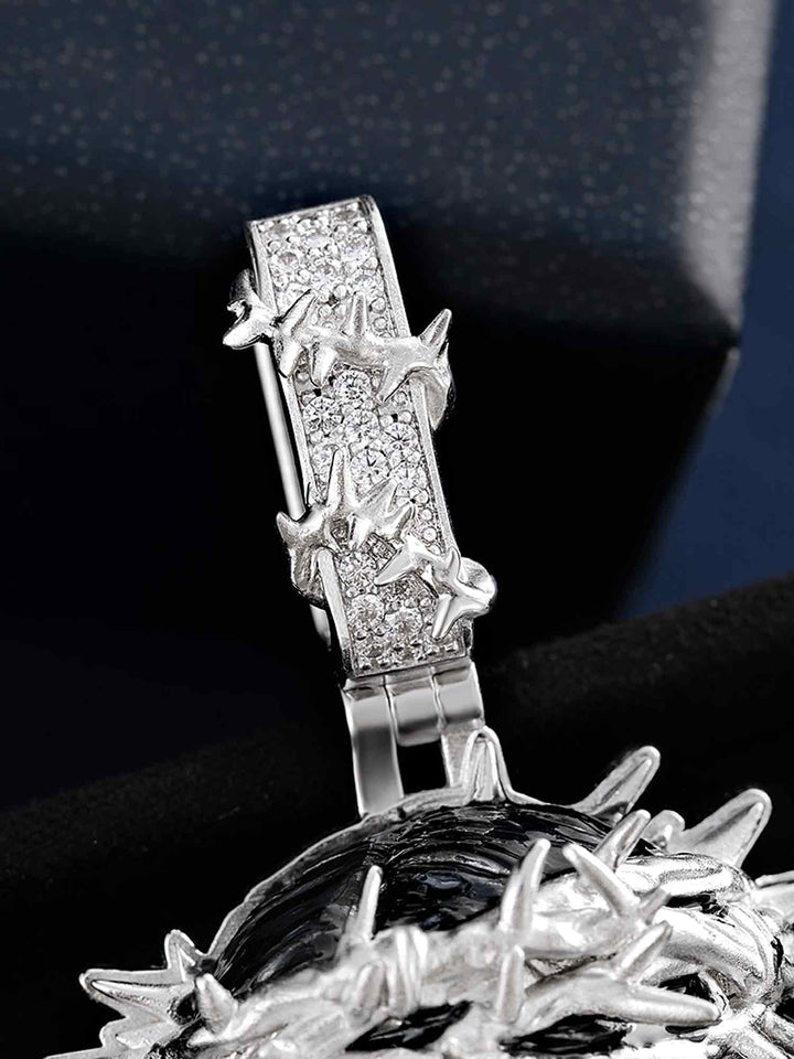 Moissanite Enamel Jesus Crown of Thorns Pendants