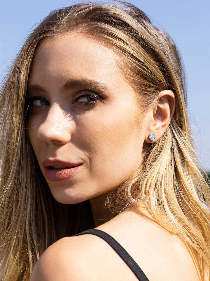S925 Moissanite Cluster Hexagon Earrings