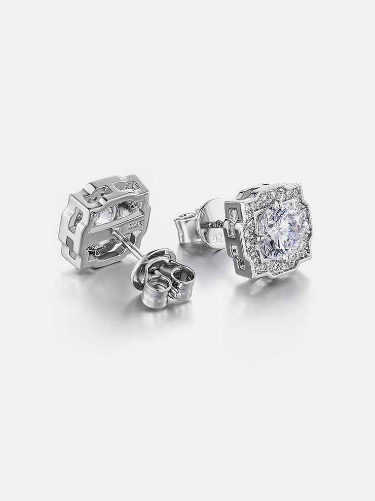 Round Cut Moissanite Polygon Earrings