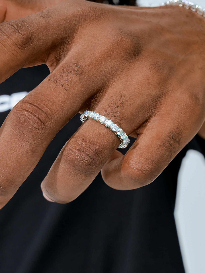 3mm Blue Moissanite Eternity Ring