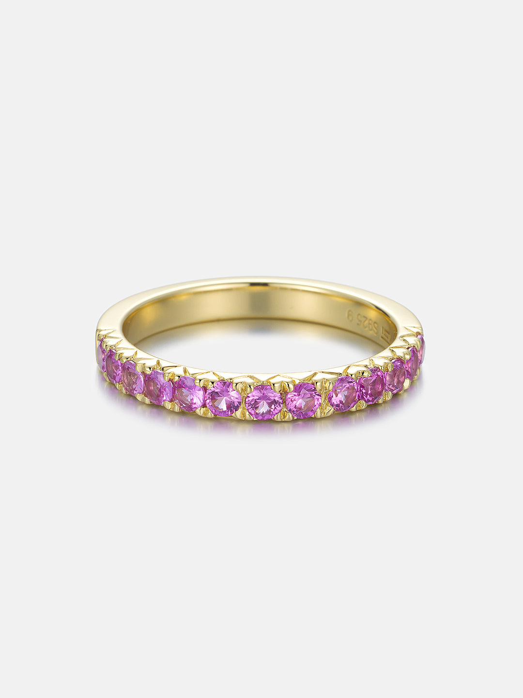 3mm Pink Gem Half Eternity Band Ring